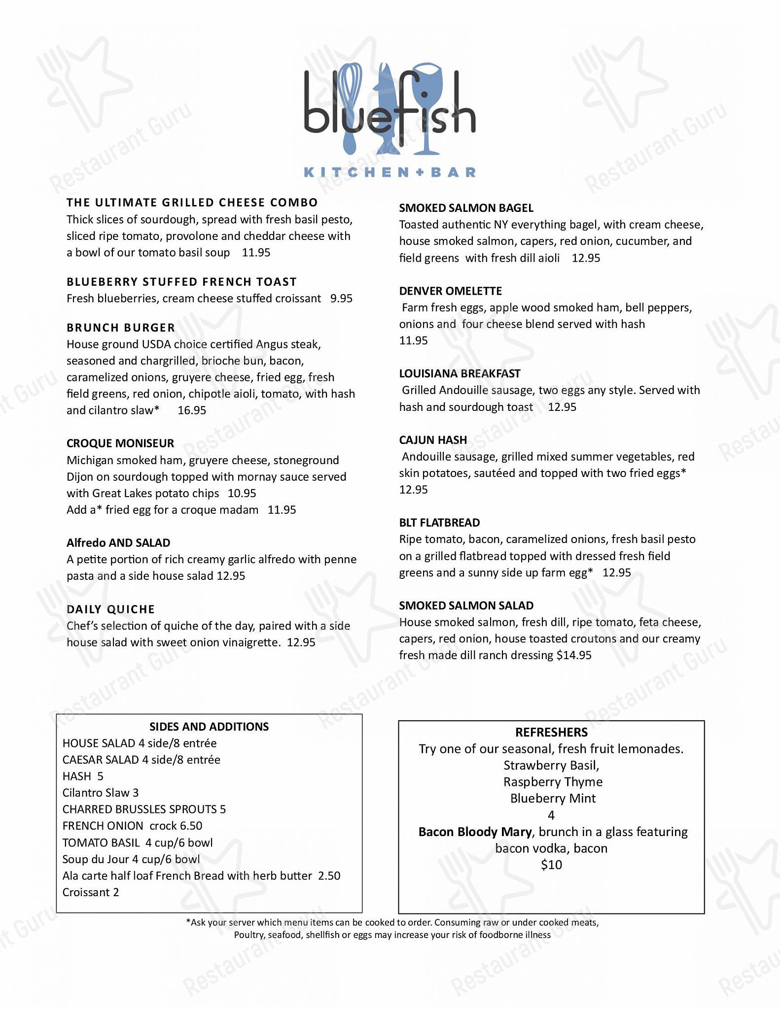 Меню паба и бара Bluefish Kitchen + Bar - SAMPLE FOOD MENU