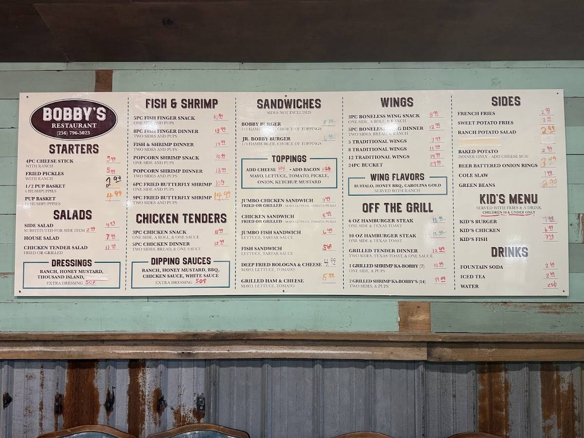 Bobby's Restaurant меню