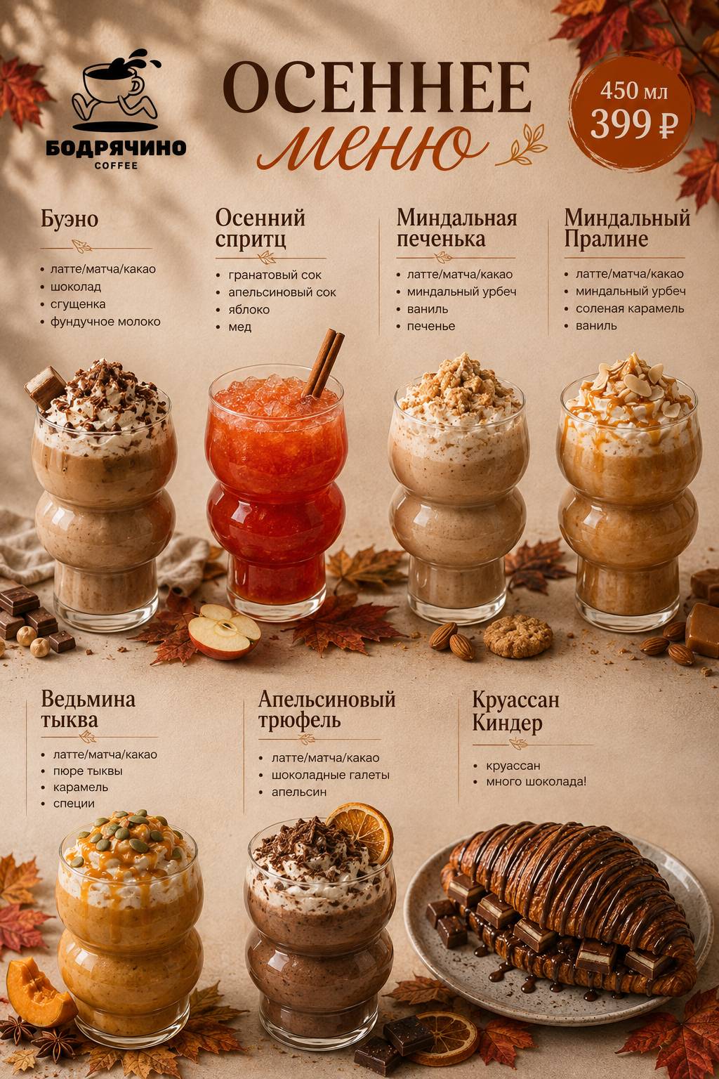 Бодрячино кофейня меню