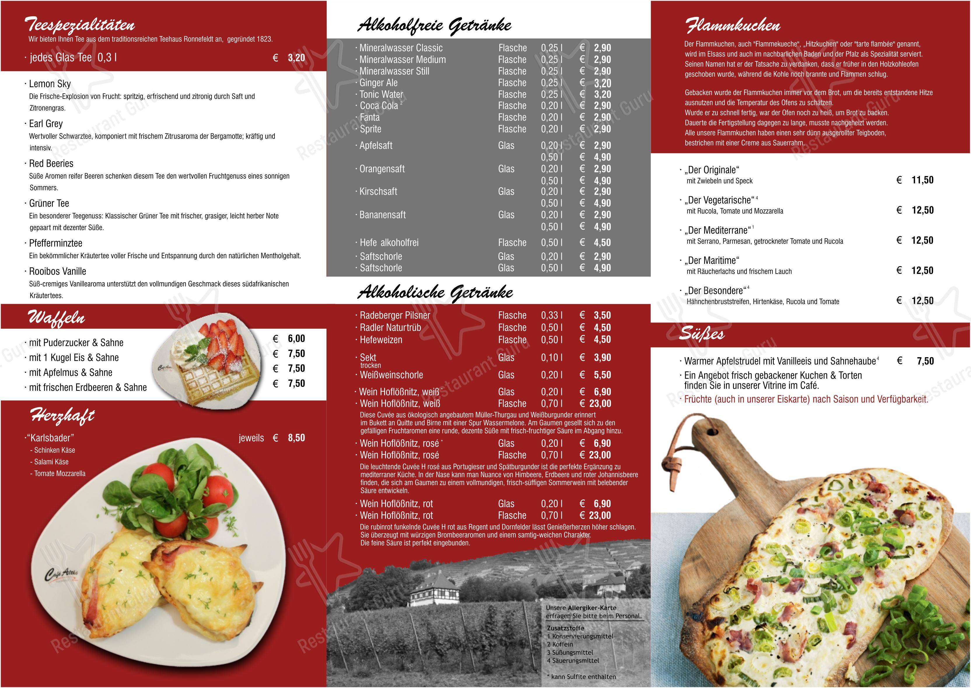Меню напитков кафе Café Altkö Radebeul