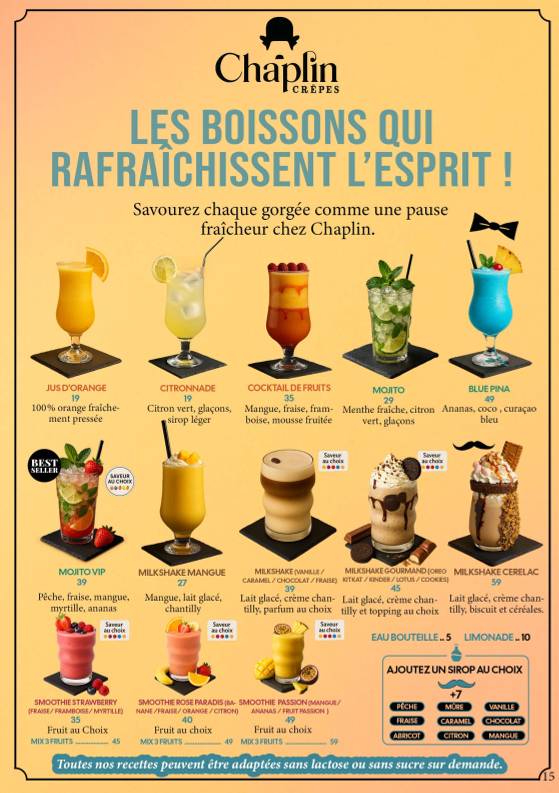 Crêpes Chaplin меню