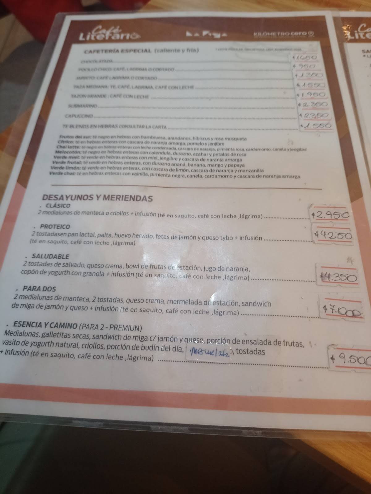 Café Literario меню