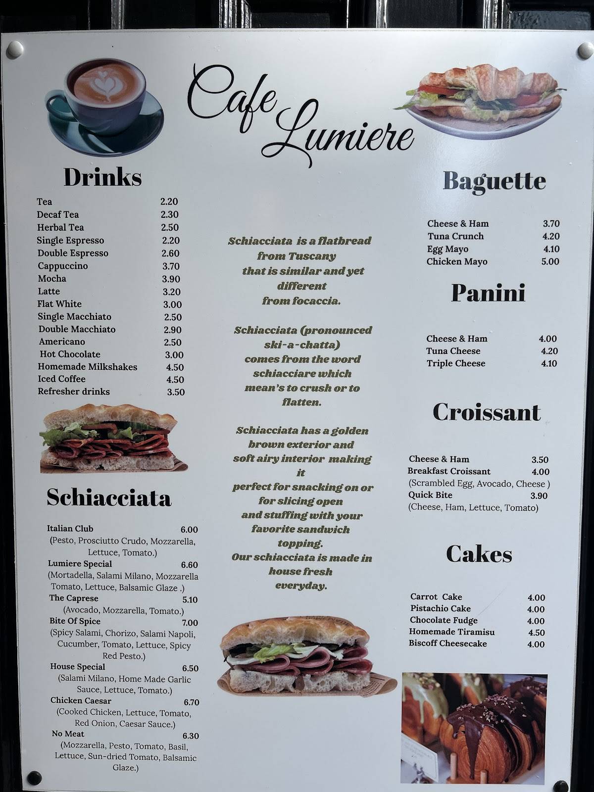 Cafe Lumiere меню