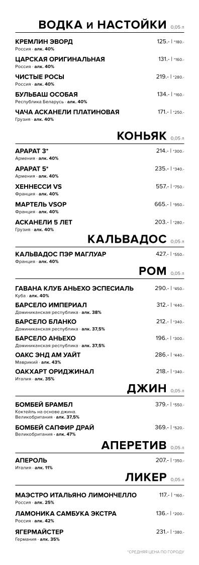 Мускат меню