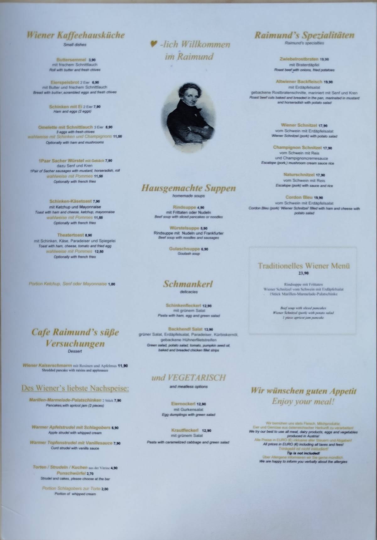 Cafe Restaurant Raimund меню