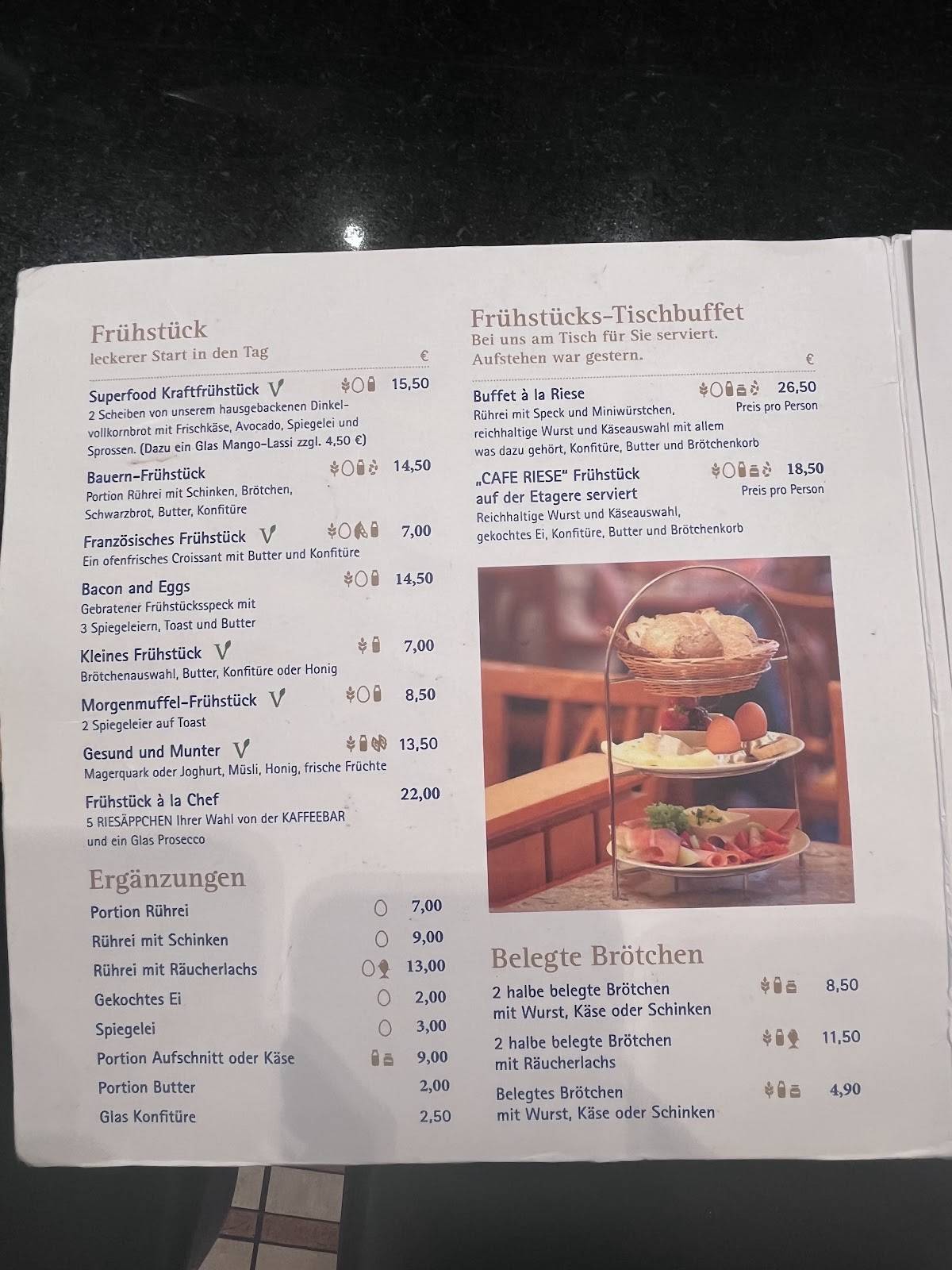 Cafe Riese Köln меню