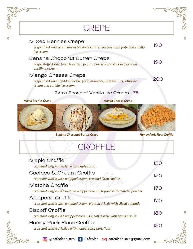 CaféAlea Bistro меню