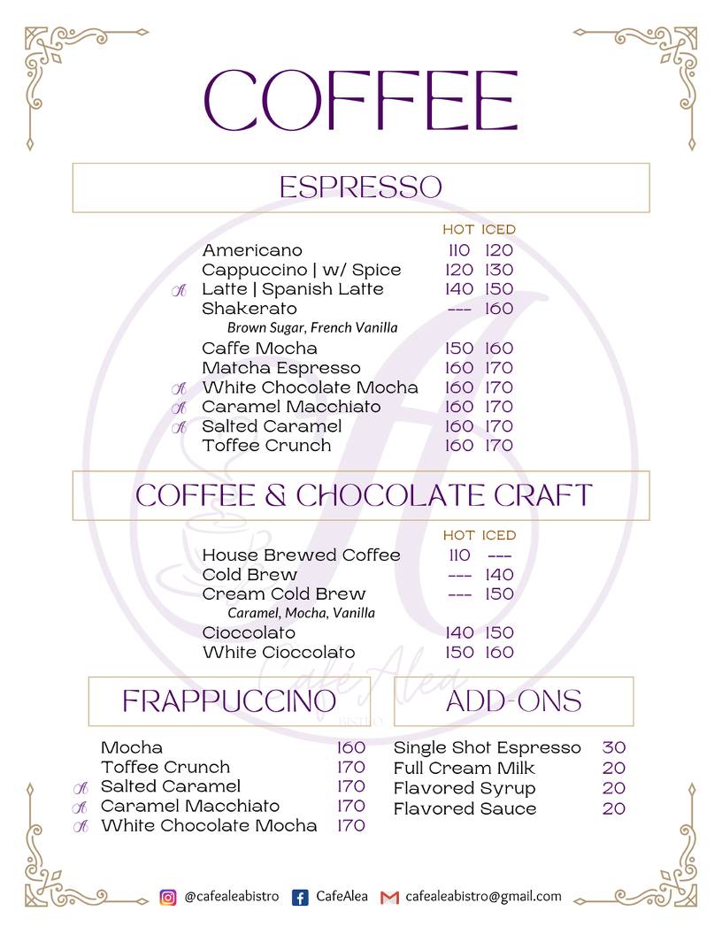 CaféAlea Bistro меню