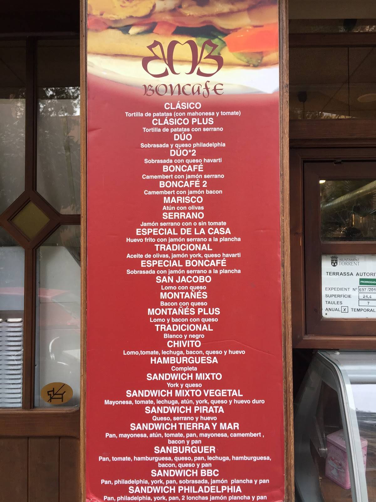 Cafetería Boncafe меню