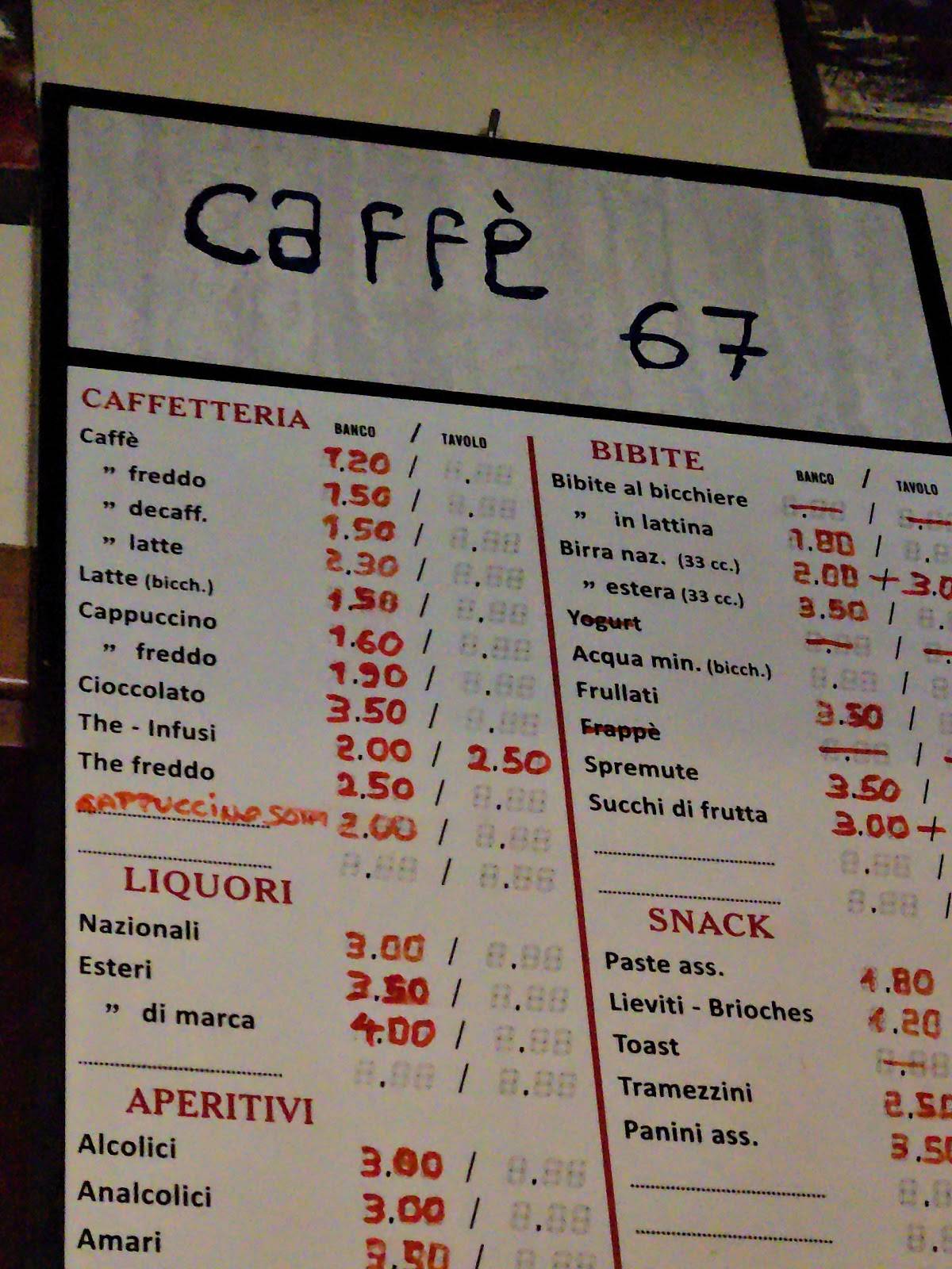 Caffè 67 меню