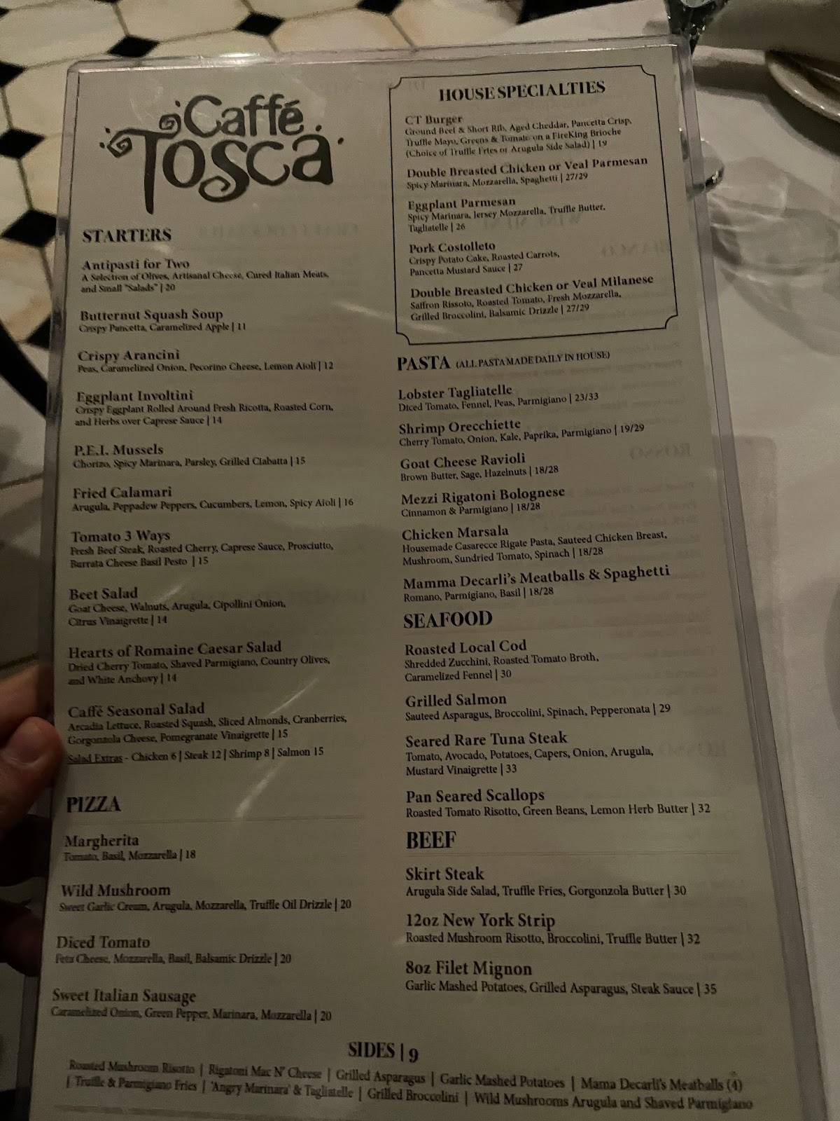Caffe Tosca меню