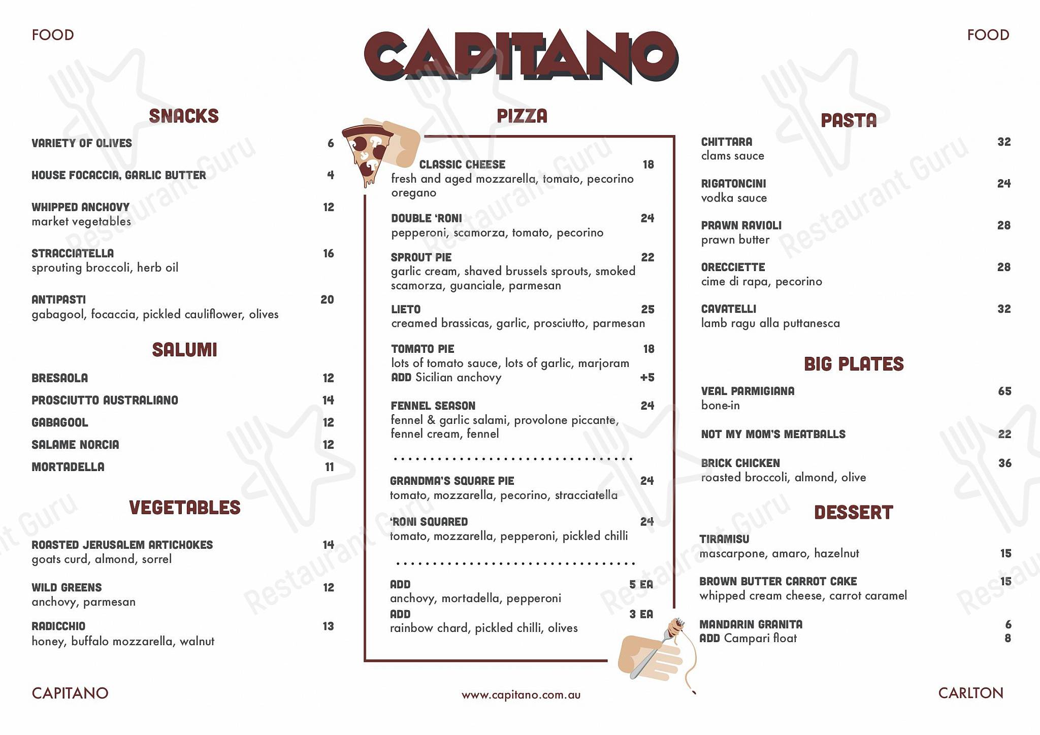 Drink menu паба и бара Capitano Carlton