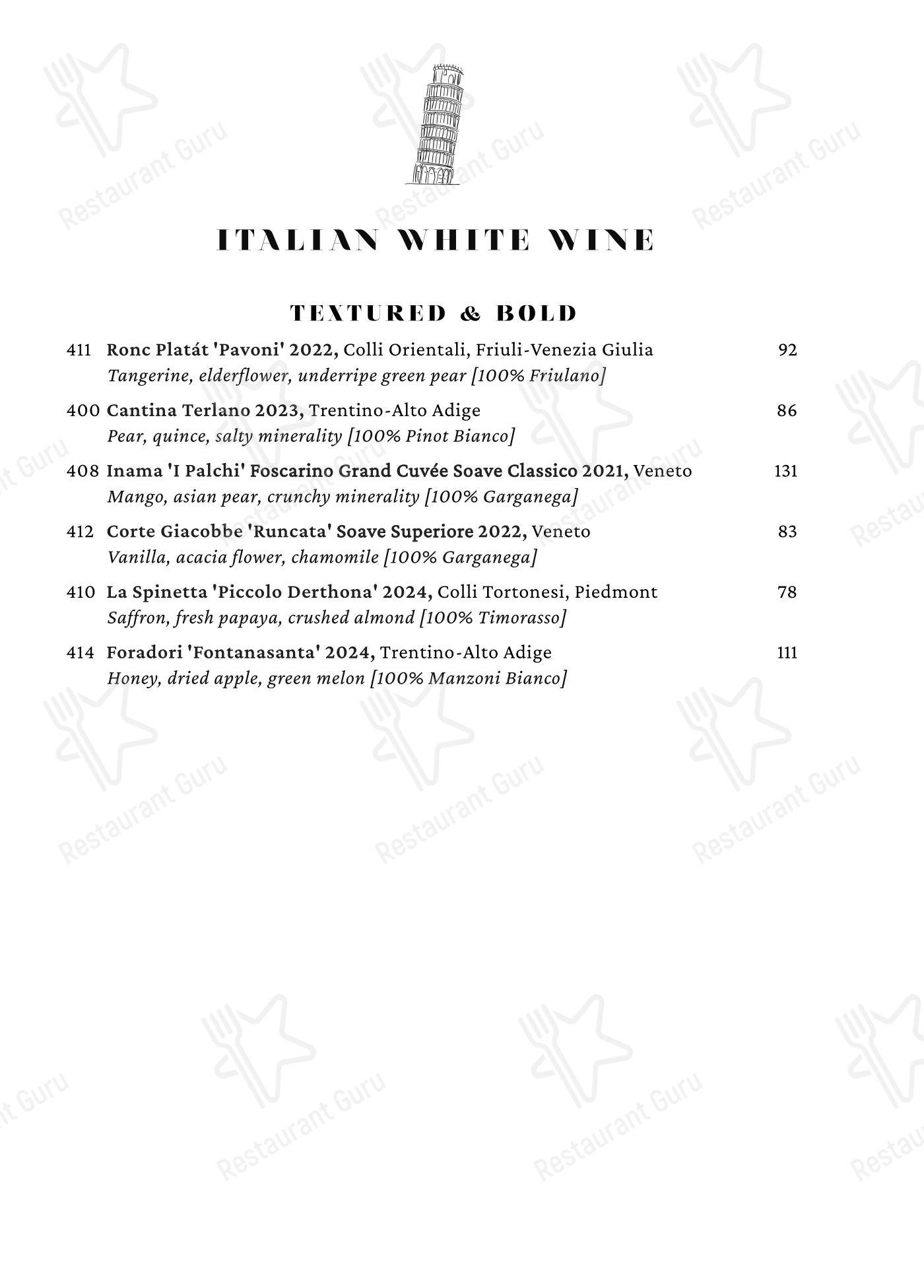 Takeaway Menu ресторана Cento