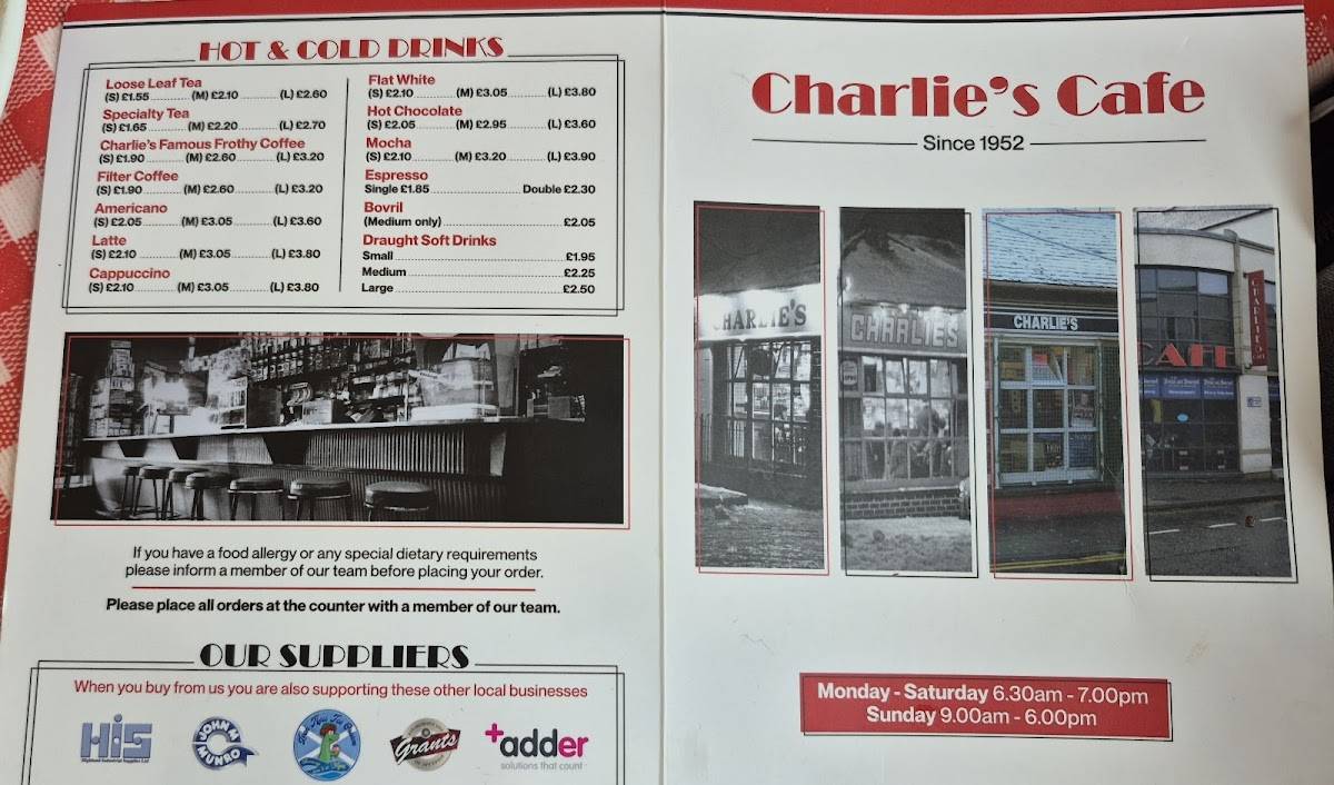 Charlie's Cafe меню