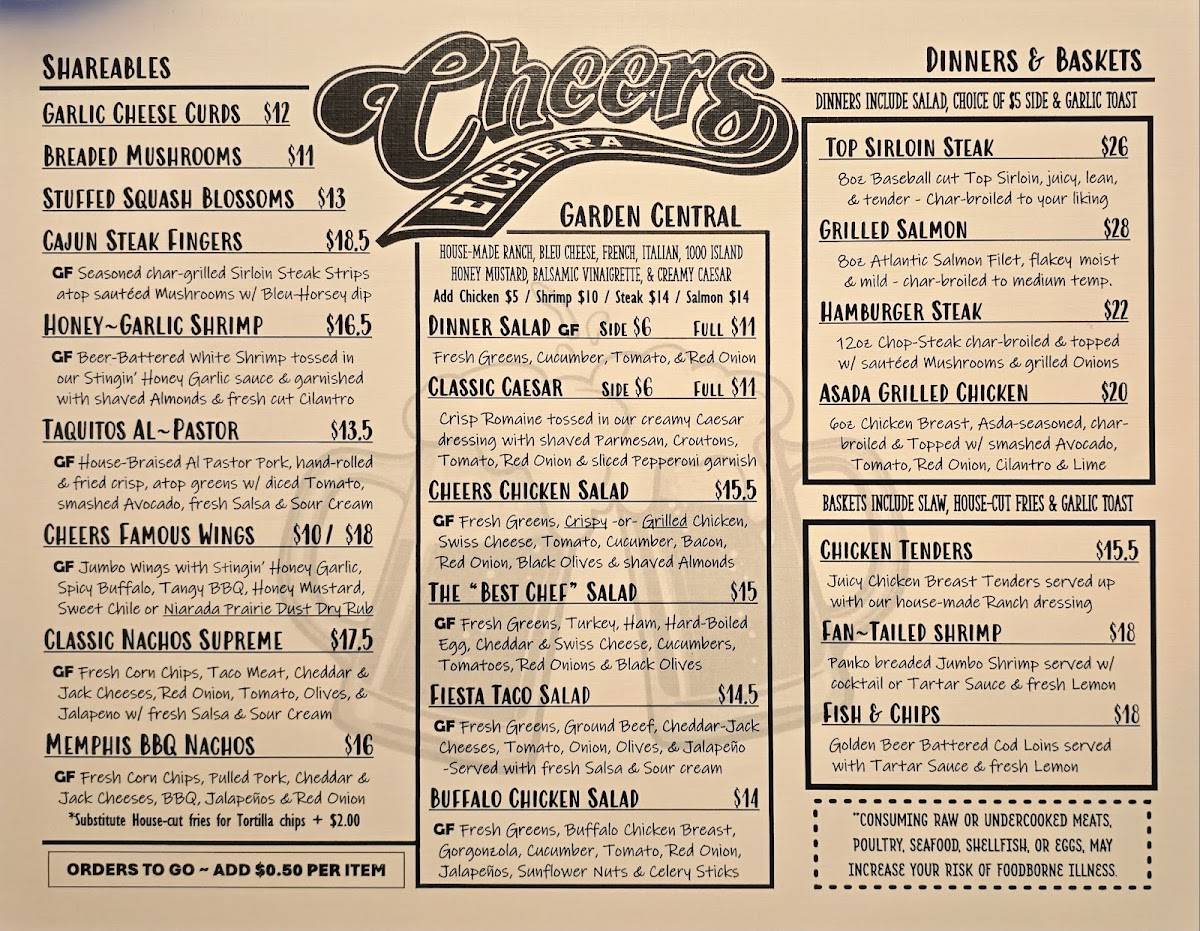 Cheers Etcetera меню