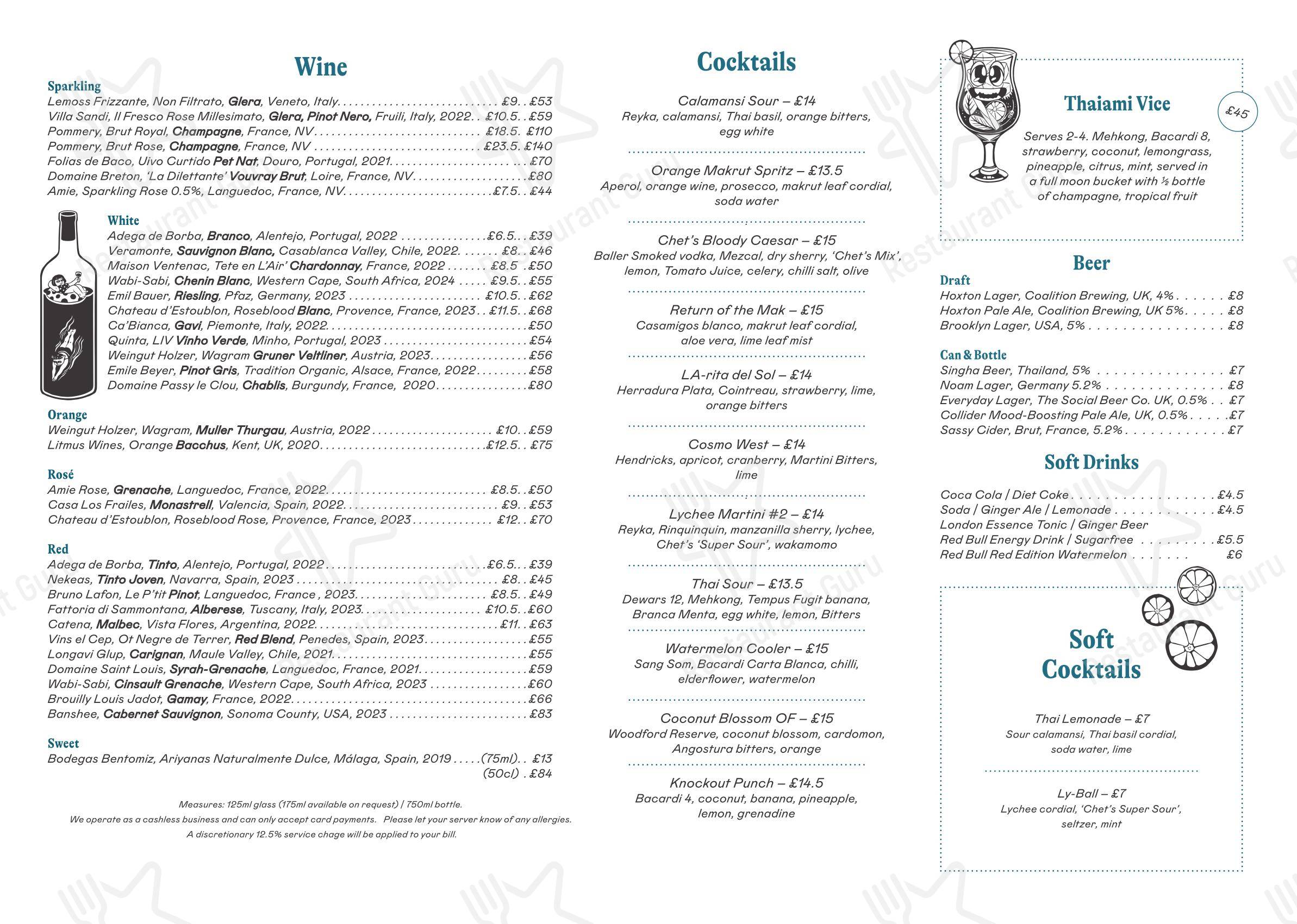Меню ресторана Chet's - Lunch Menu