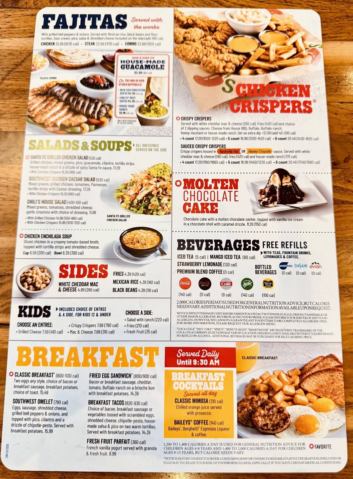 Chili's Grill & Bar меню
