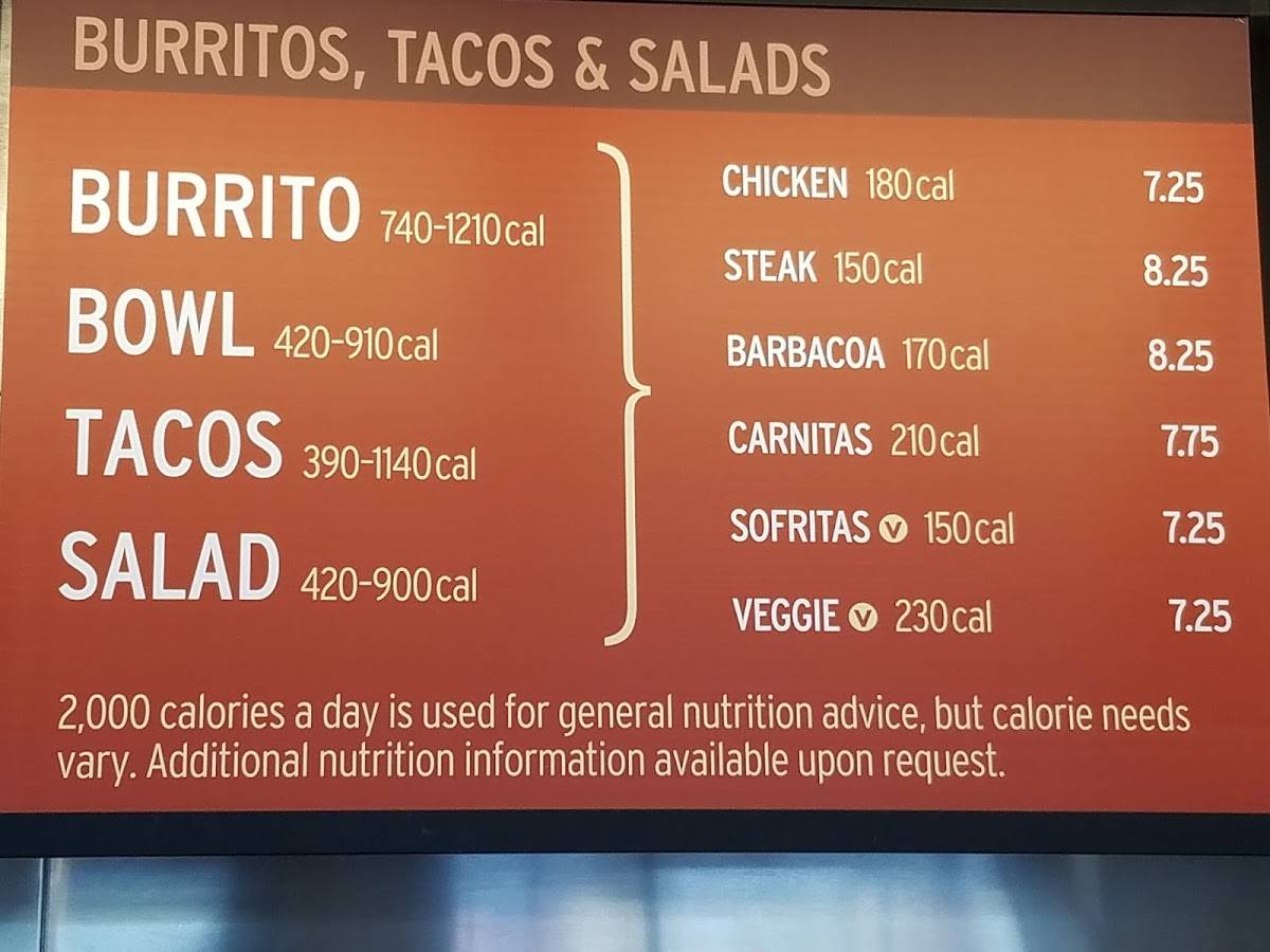 Chipotle Mexican Grill меню