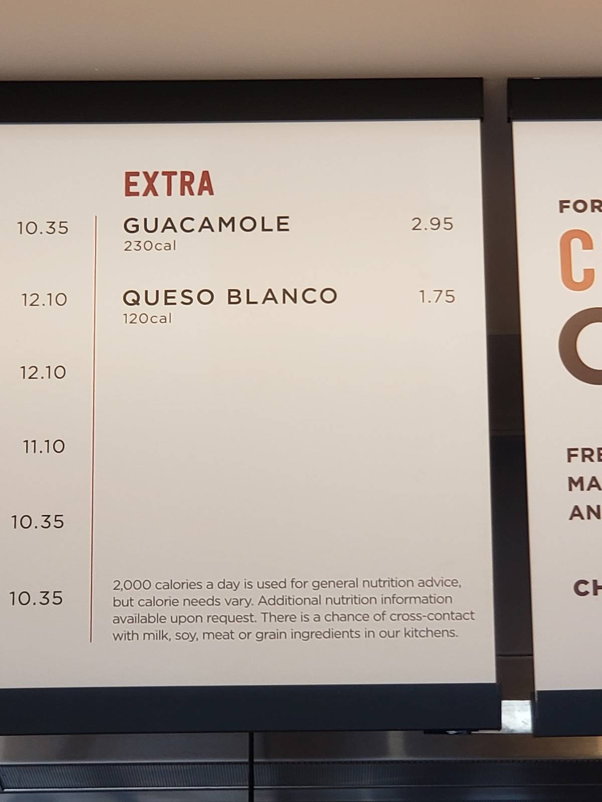 Chipotle Mexican Grill меню