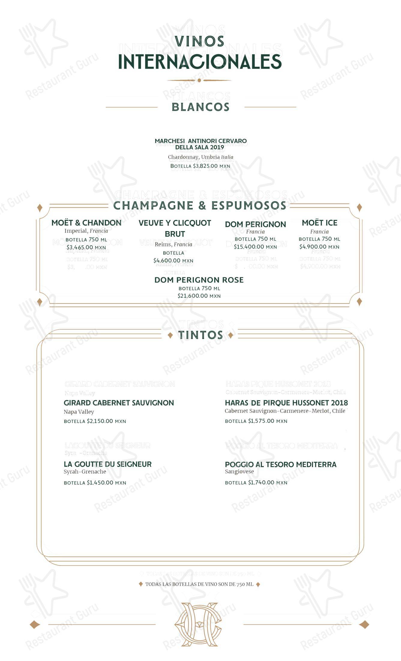 Lunch Menu ресторана Club H Restaurante Bar