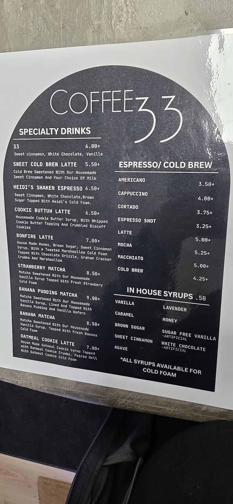 Coffee33 меню