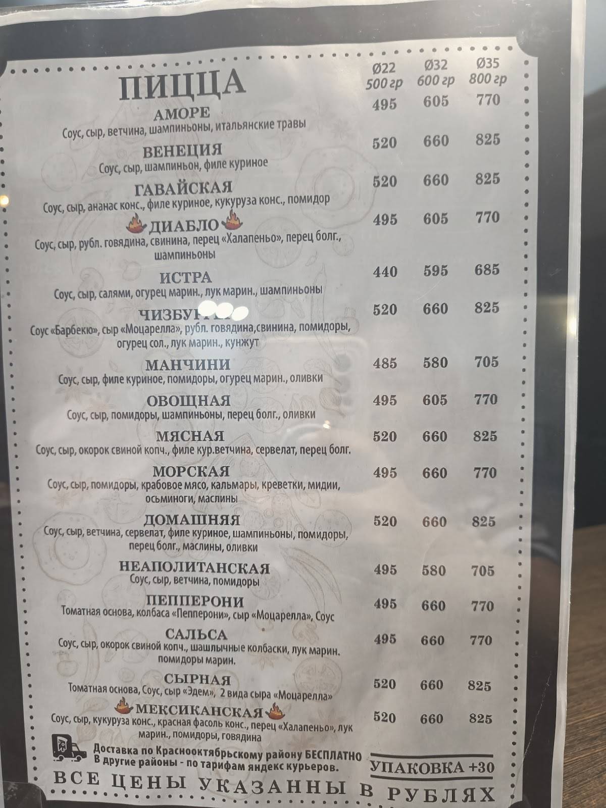 Come in bar меню