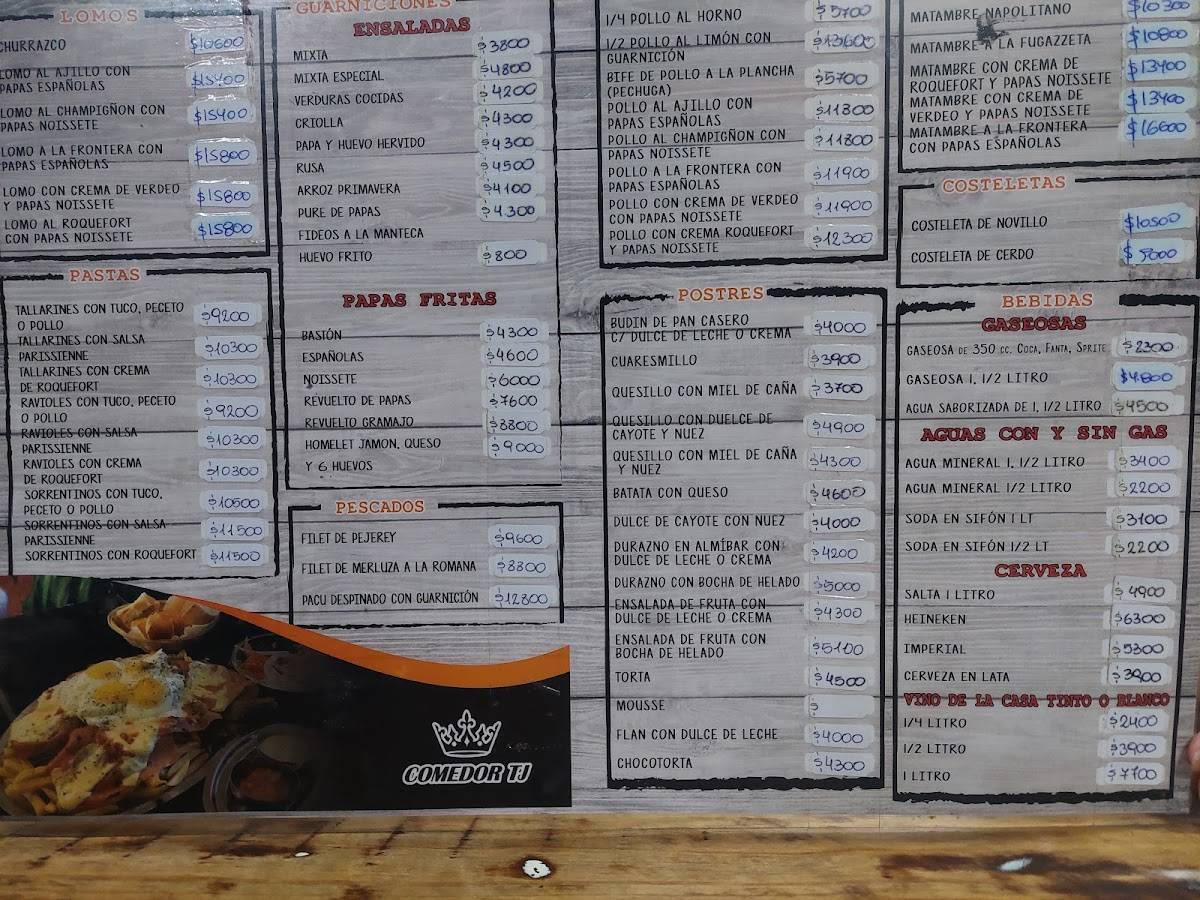 Comedor TJ меню