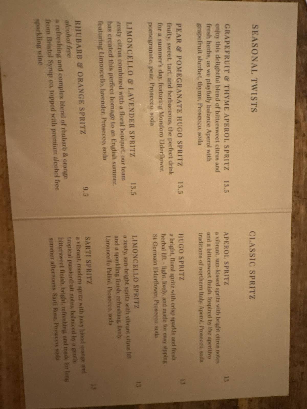 Coppa Club Marylebone меню