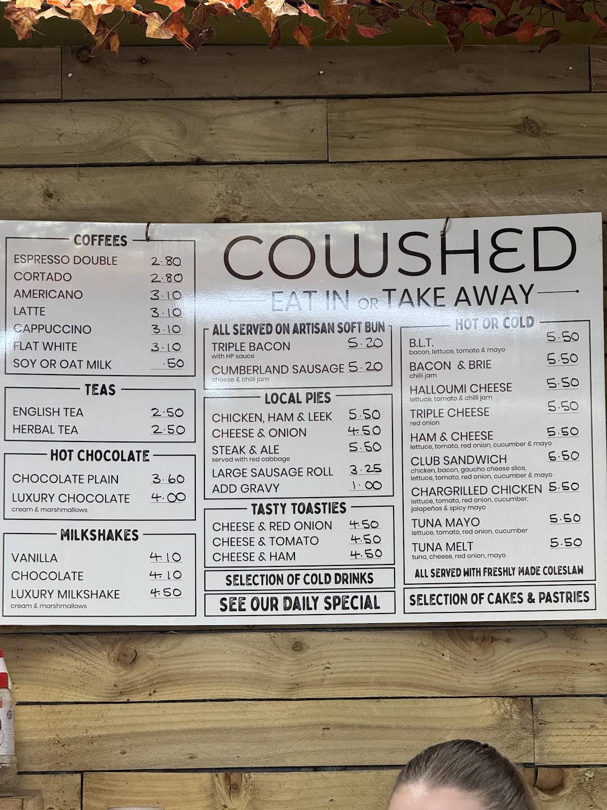 Cowshed меню