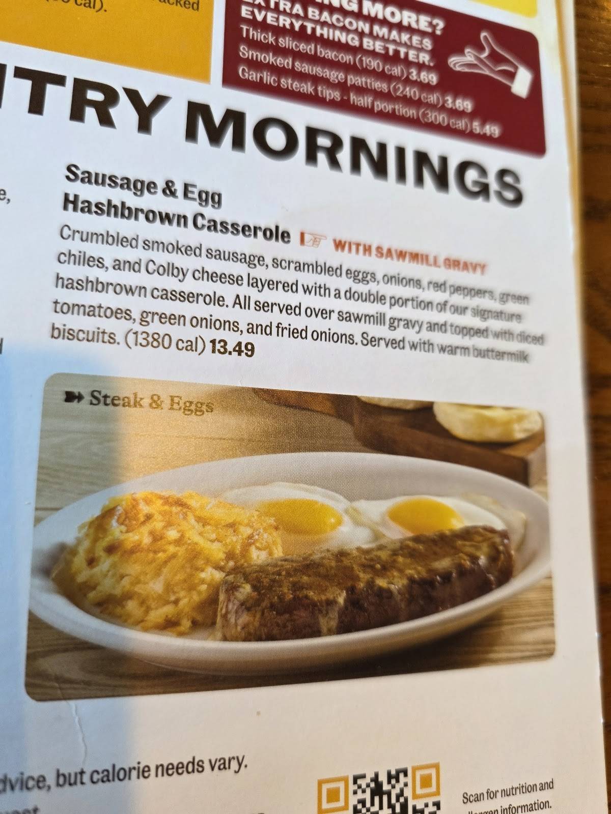 Cracker Barrel Old Country Store меню