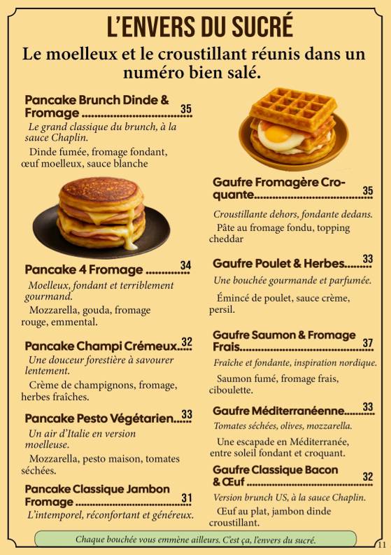 Crêpes Chaplin меню