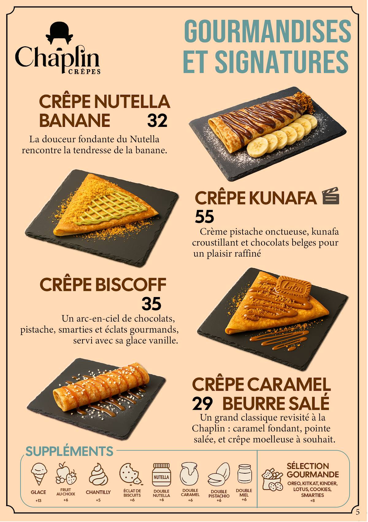 Crêpes Chaplin меню