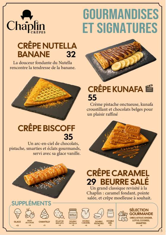 Crêpes Chaplin меню