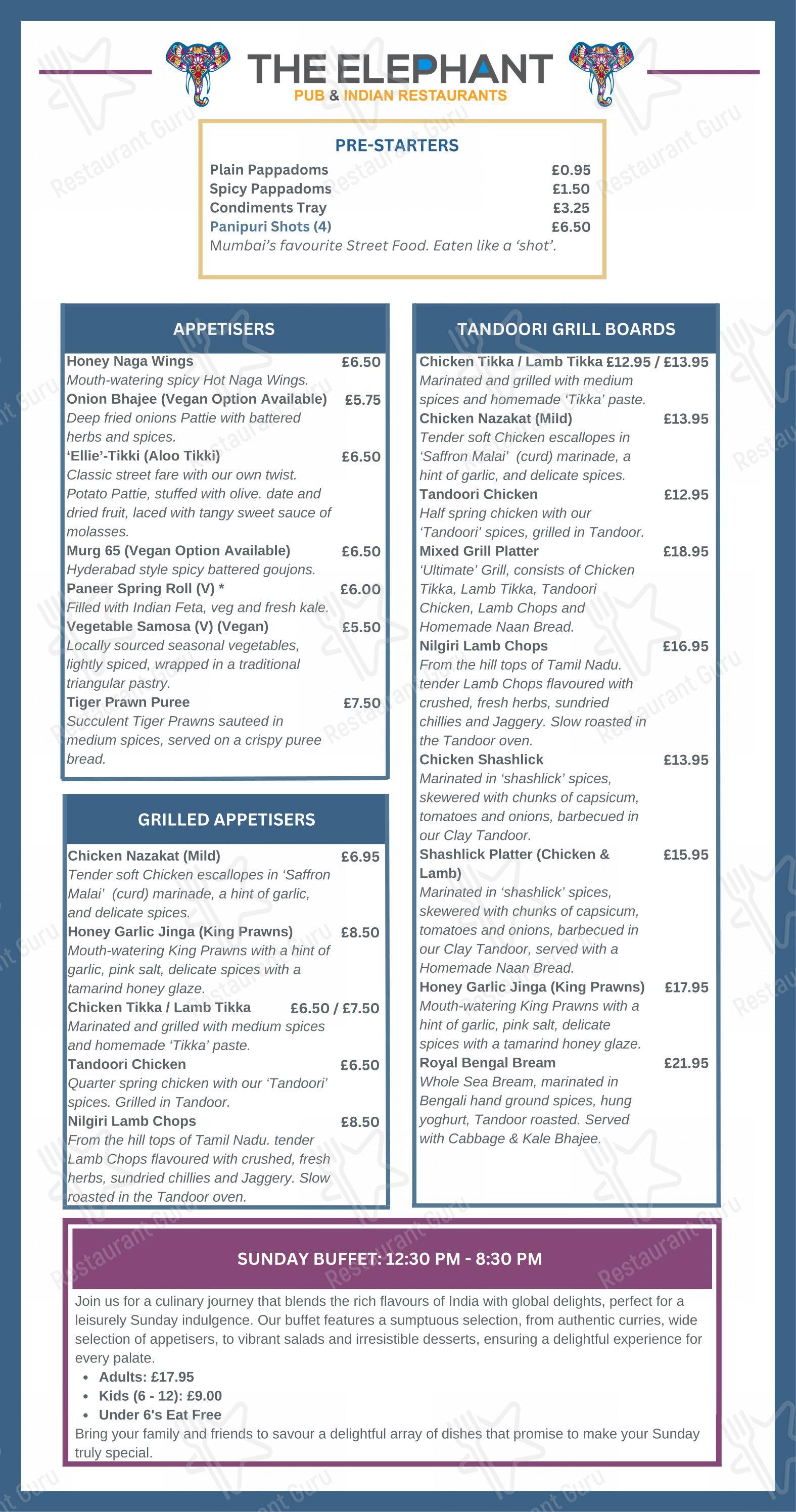 Cumin Kitchen в Тадли - Меню