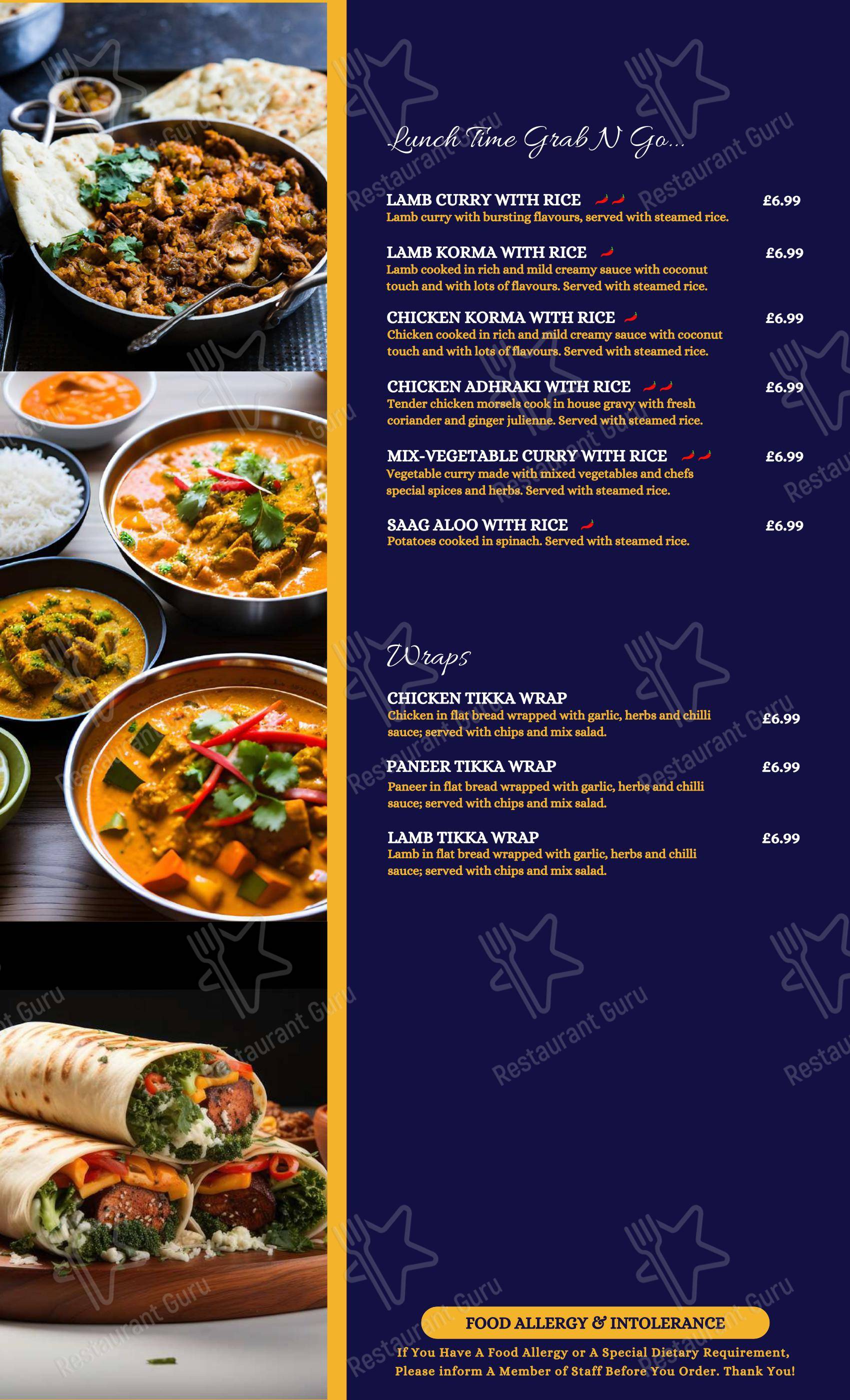 Меню напитков ресторана Curry Rasoi Reading Indian Restaurant