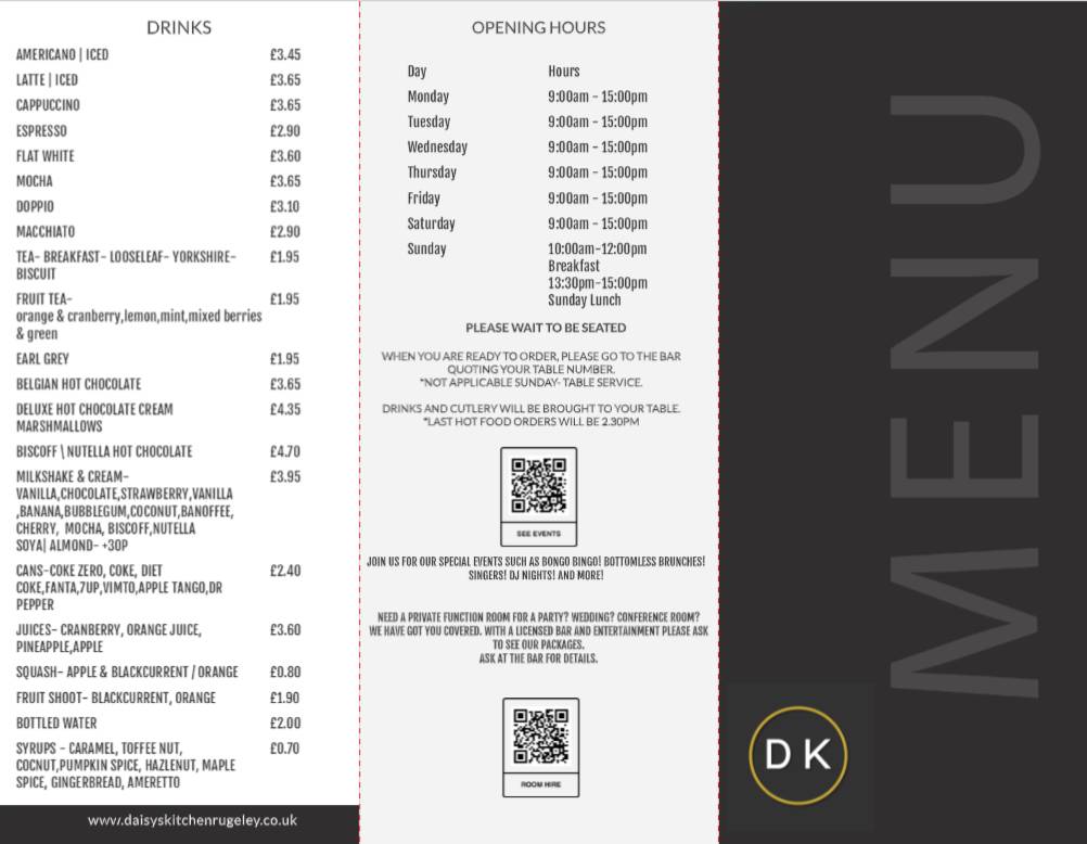 Daisy's Kitchen - Cafe Bar меню