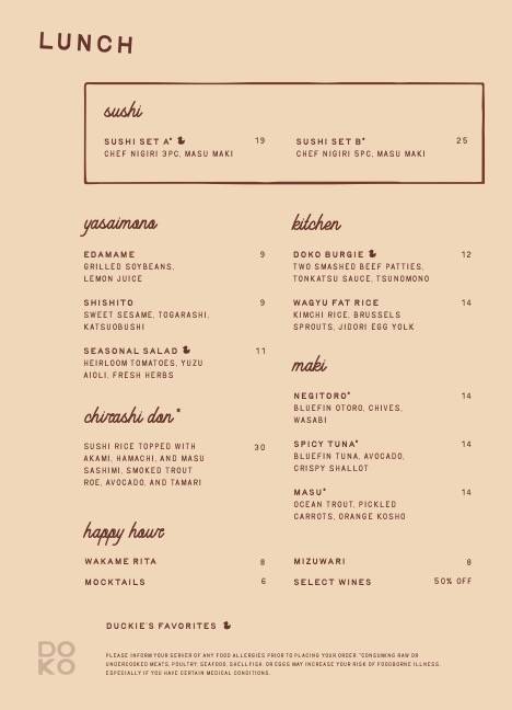 Doko Sushi & Yakitori меню