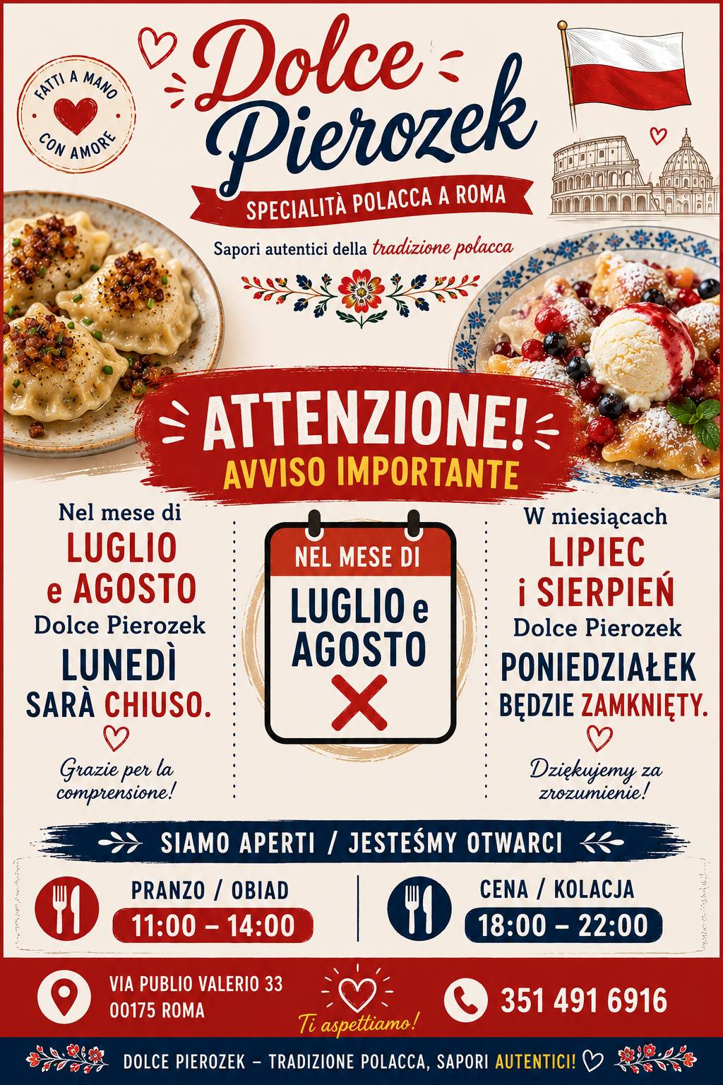 Dolce Pierożek – Cucina e Dolci Polacchi меню