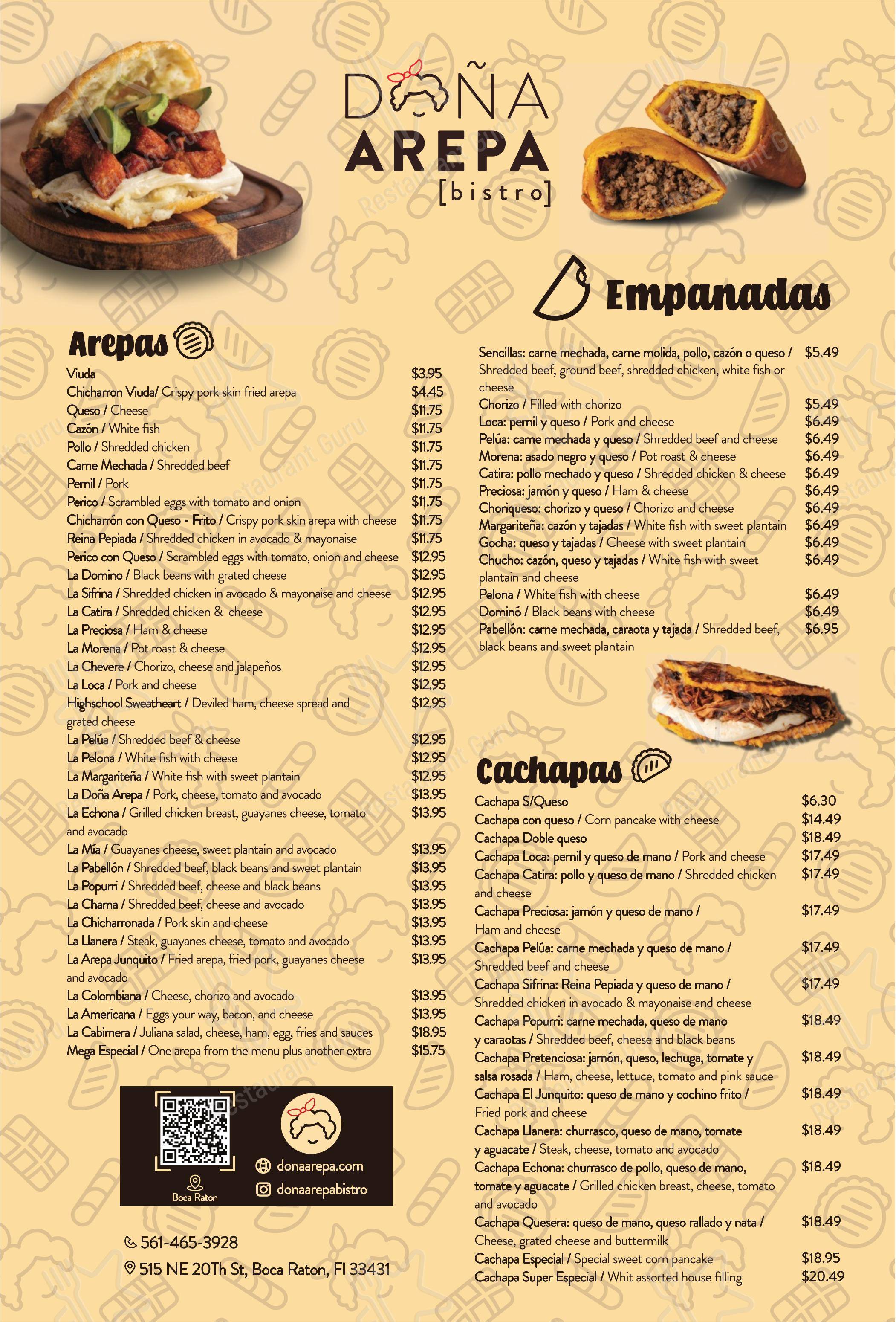 Doña Arepa Restaurant Boca Raton в Боках-Ратоне - Меню