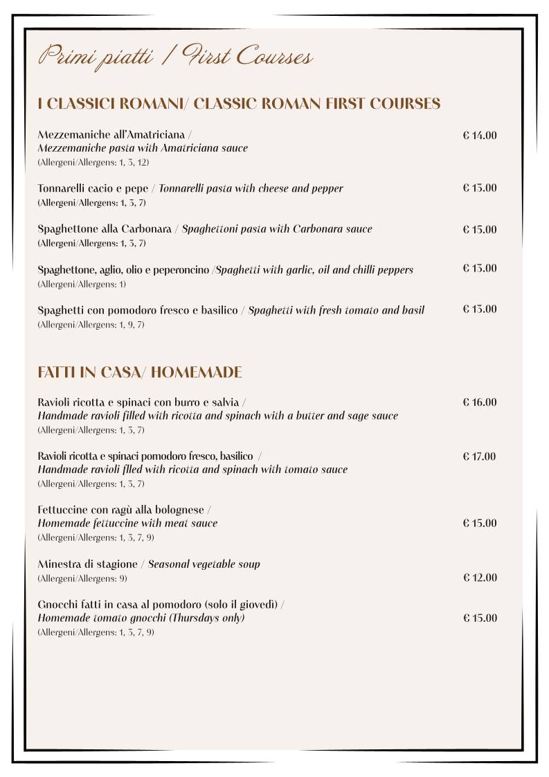 Doris Ristorante меню