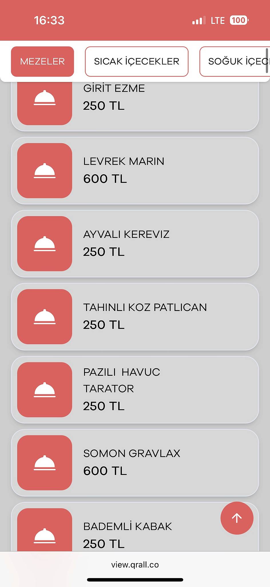 Düş Datça меню