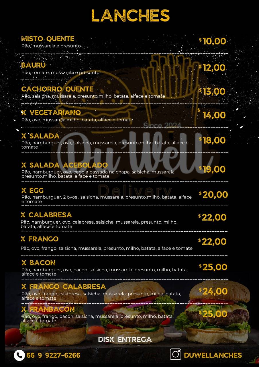 Du'well Lanches меню