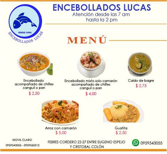 ENCEBOLLADOS LUCAS меню