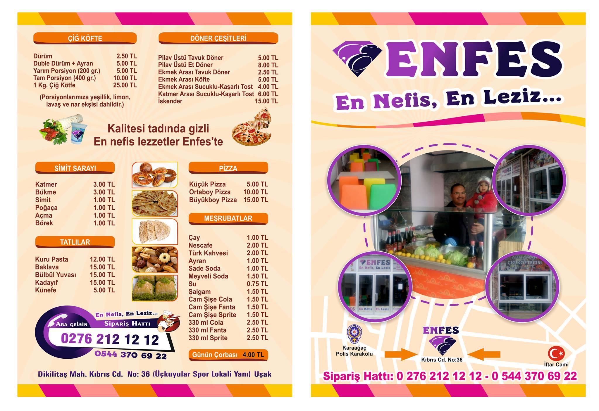 ENFES Usak меню
