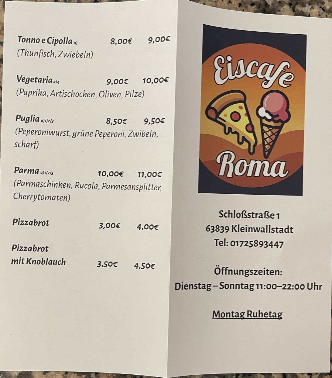 Eiscafe Roma меню