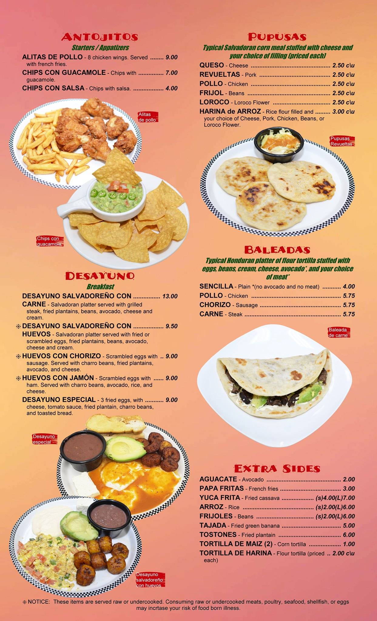 El Pollo Rico Restaurant Salvadoran меню