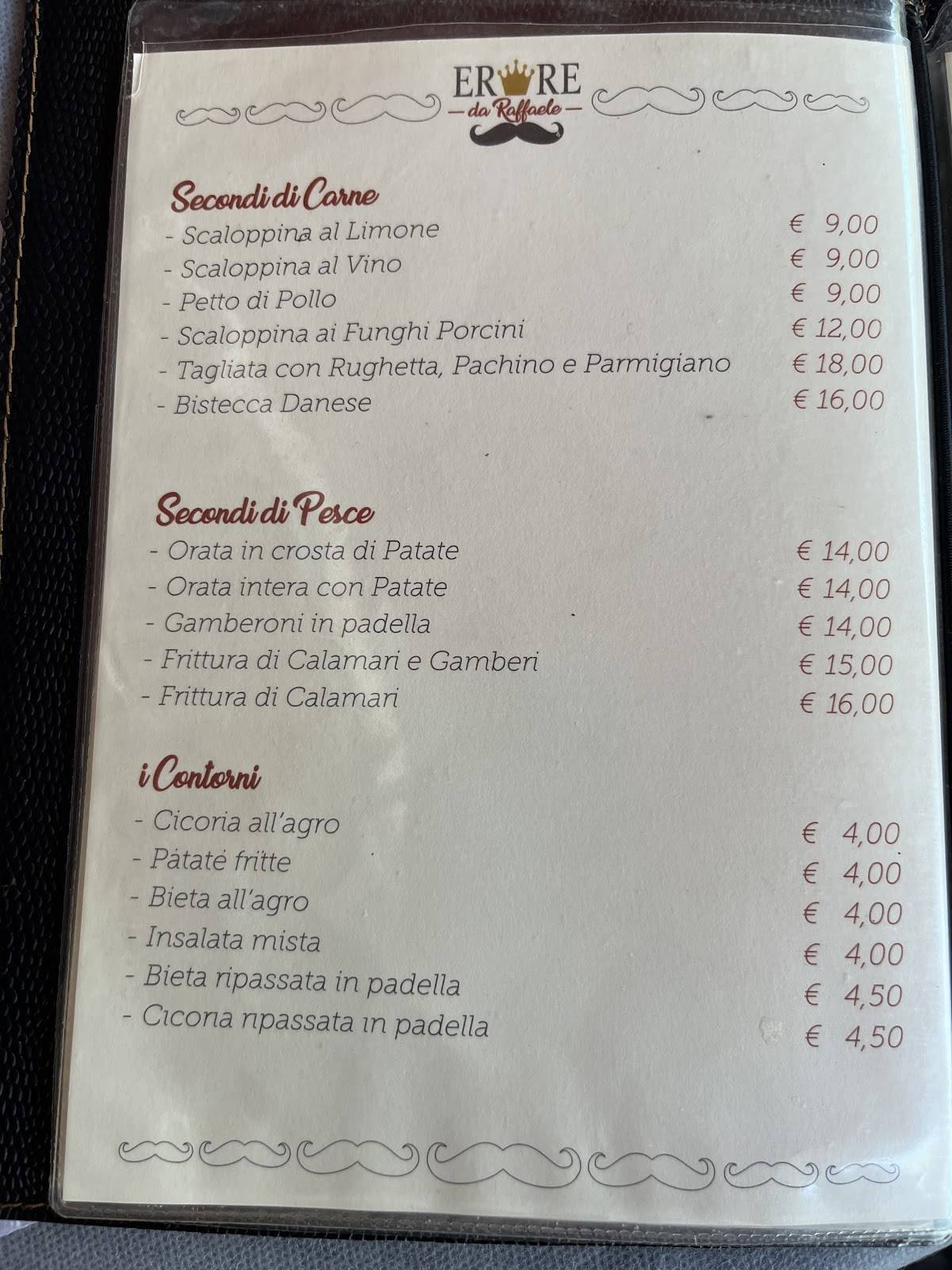 Er Re Ristorante Pizzeria меню