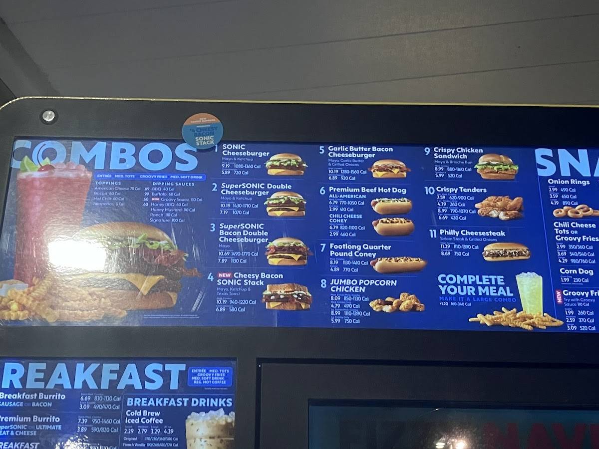 Sonic Drive-In меню