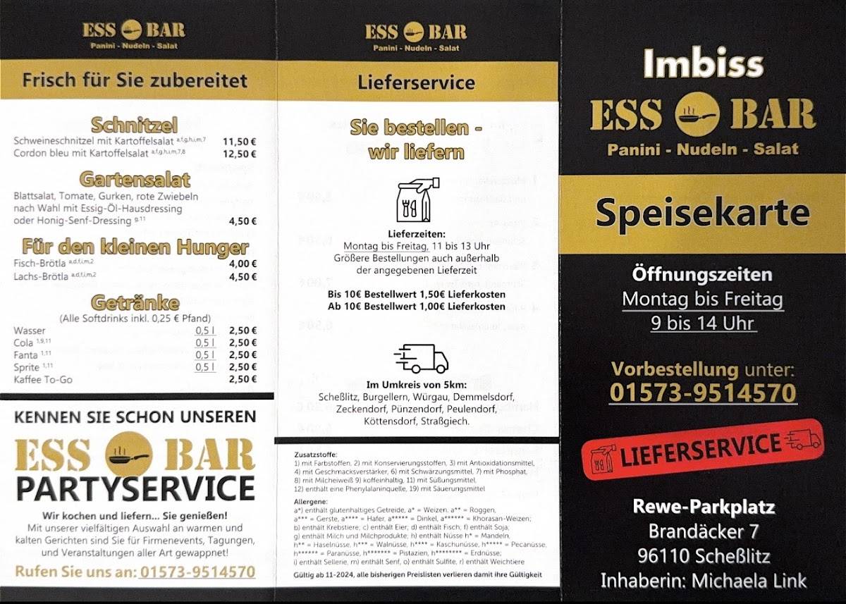 Ess-Bar Scheßlitz Imbiss und Partyservice меню