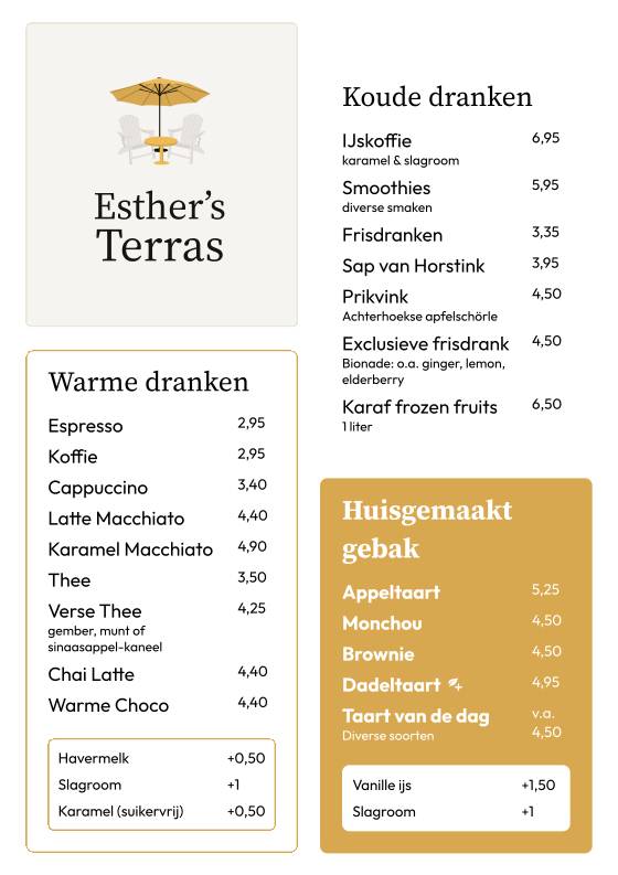 Esther's Terras меню